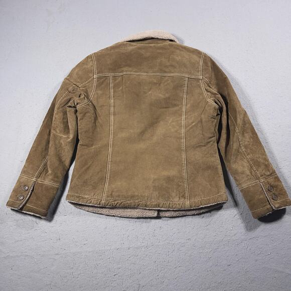 Columbia Jacket Women Medium Leather Sherpa Lined Fleece‎ Collar Coat Outdoors - Picture 9 of 9